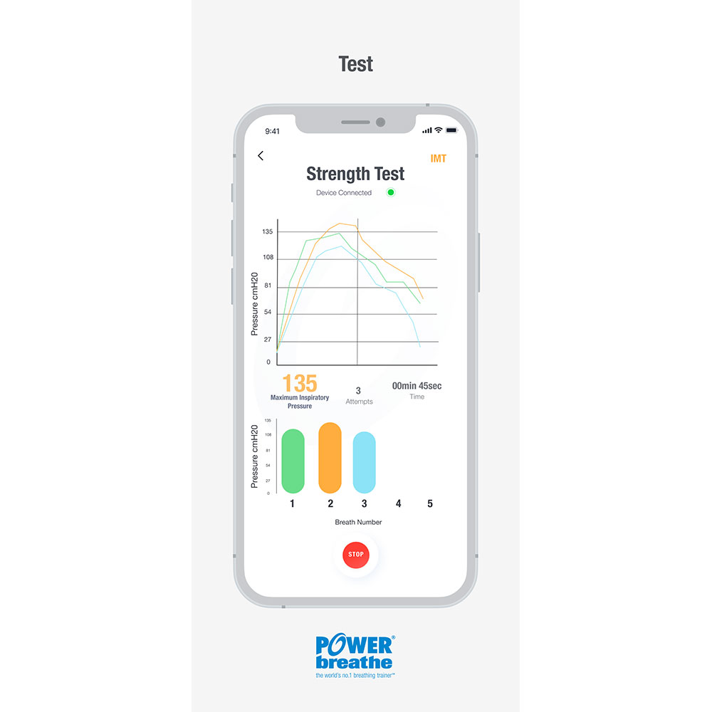 ActiBreathe App Strength Test screen